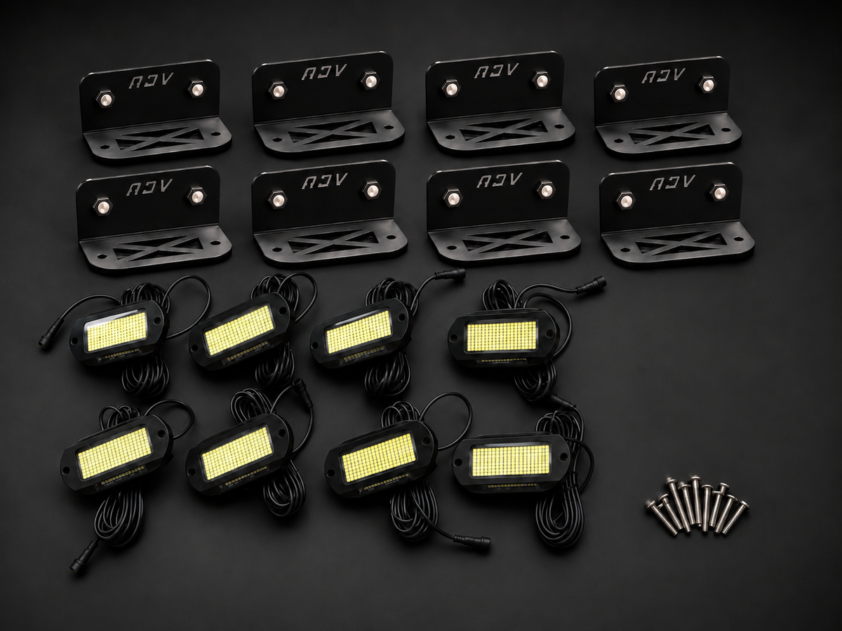 Shadow Eliminator FLEX CORE kit: 8 XL lights, 8 magnetic steel mounts and hardware