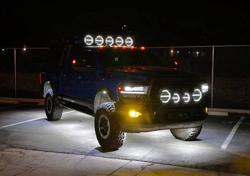Simon’s Ram Power Wagon lit up at night